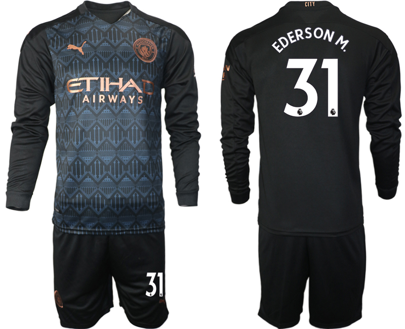 Men 2021 Manchester city home long sleeve #31 soccer jerseys->manchester city jersey->Soccer Club Jersey